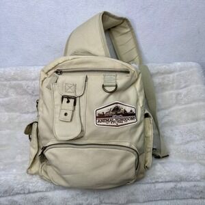 Disney Sling Backpack Unisex OS Tan Good Animal Kingdom Canvas Safari Bag